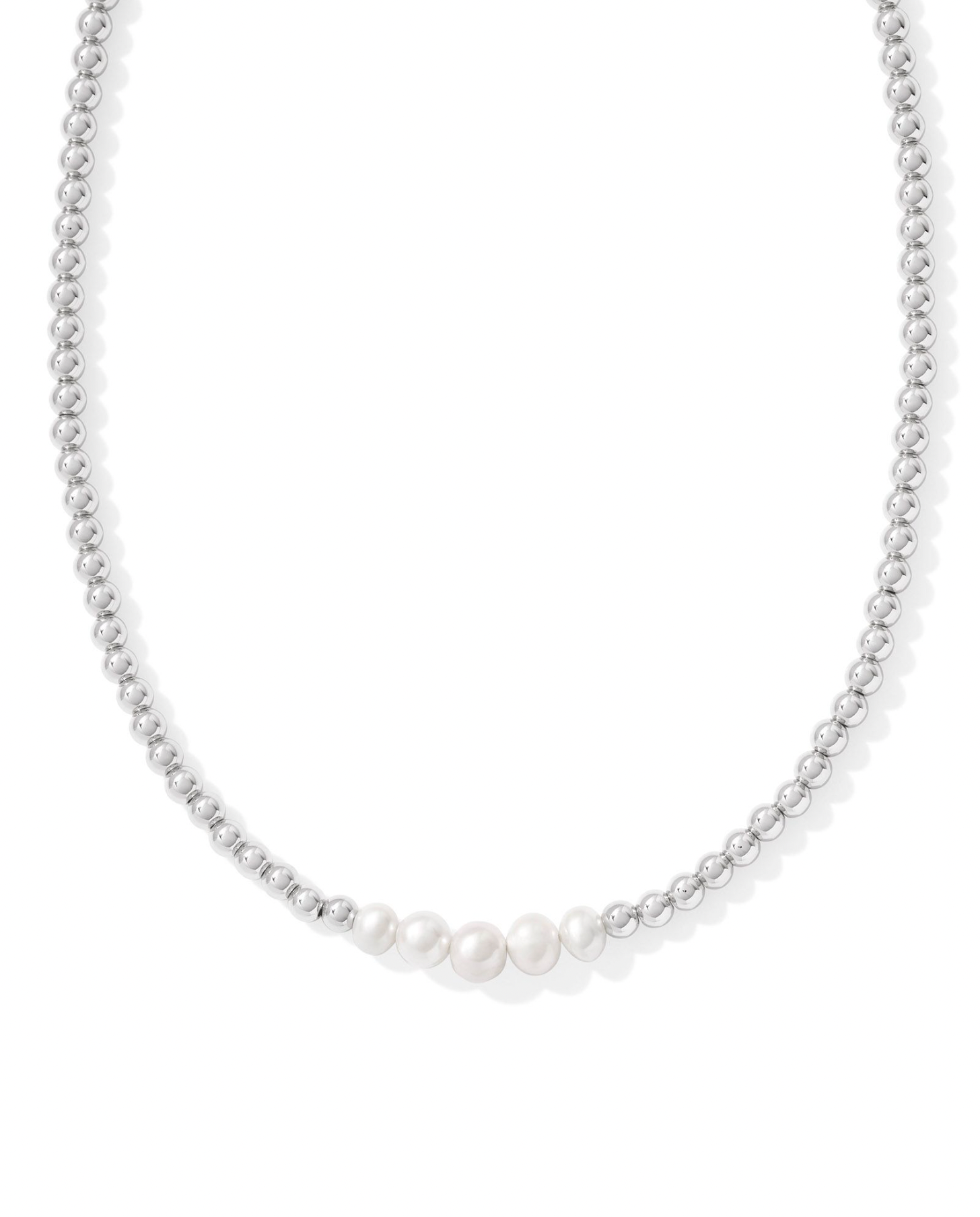 Eve Beaded Strand Necklace Silver