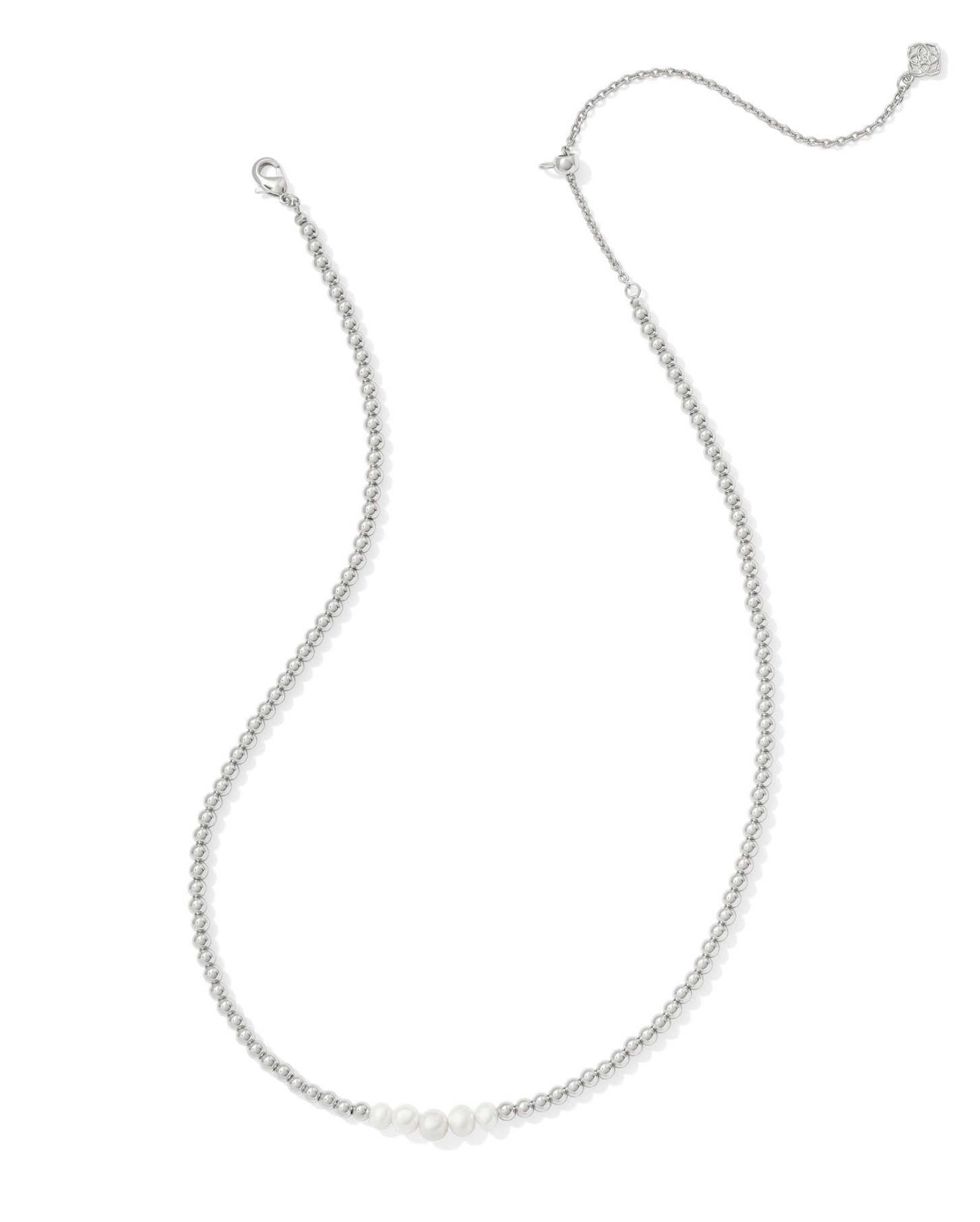 Eve Beaded Strand Necklace Silver