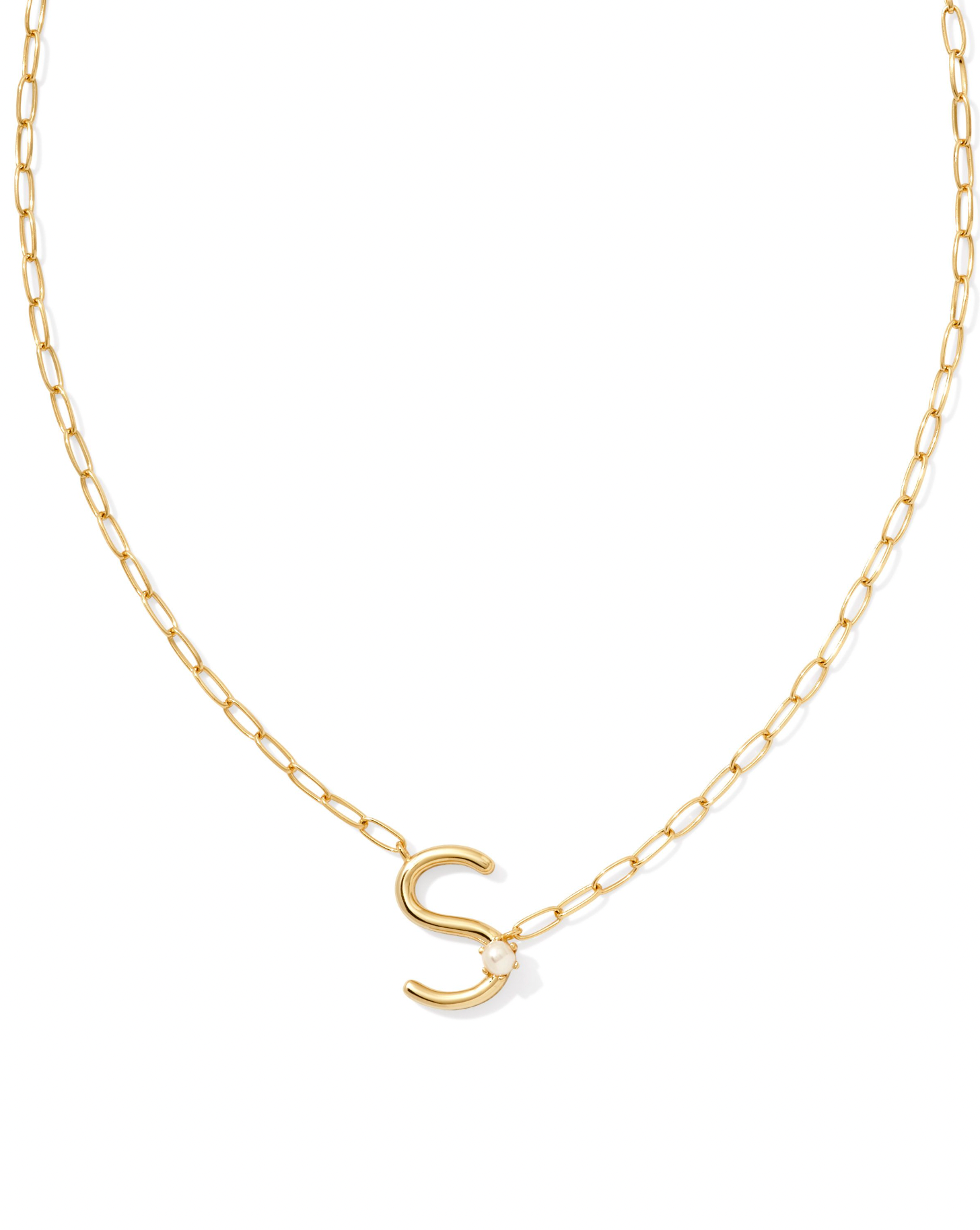 Pearl Letter Pendant Necklace Gold