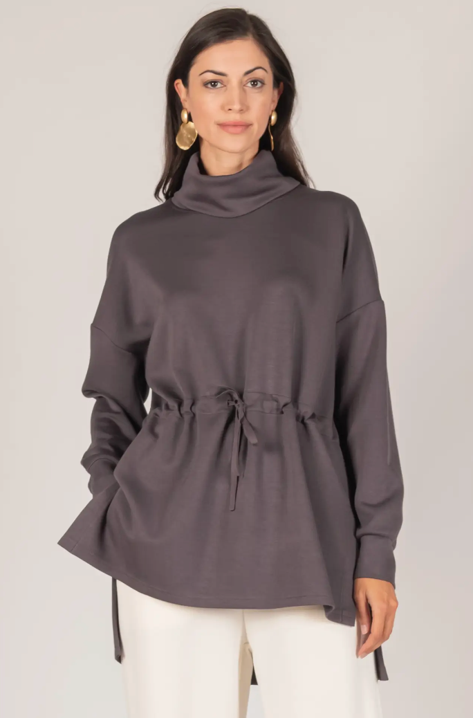 Butter Modal Mock Neck Tunic w/ waist tie