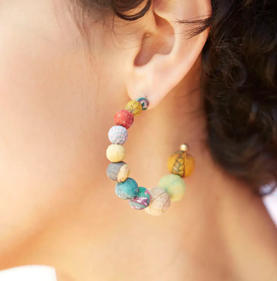 Kantha Conch Hoops