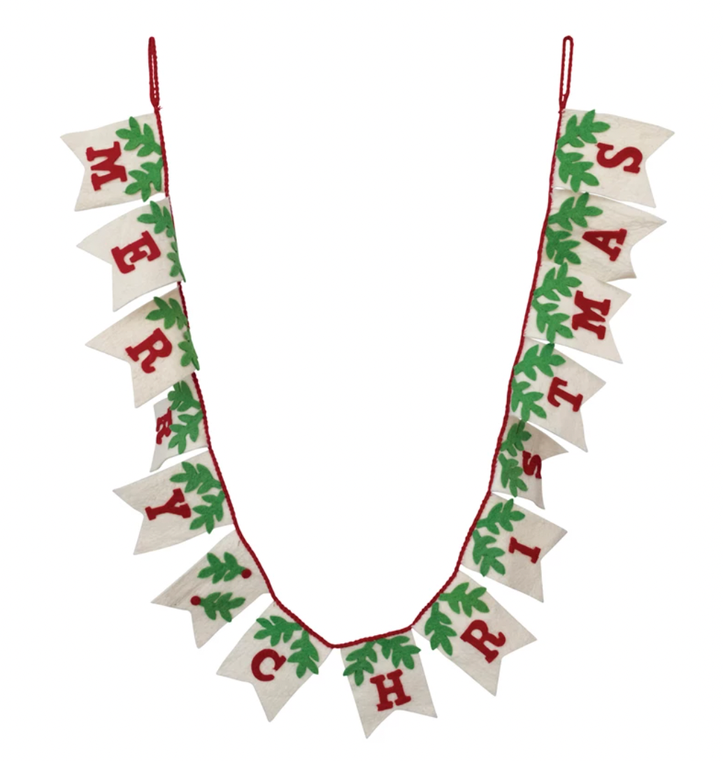 "Merry Christmas" felt pendant banner