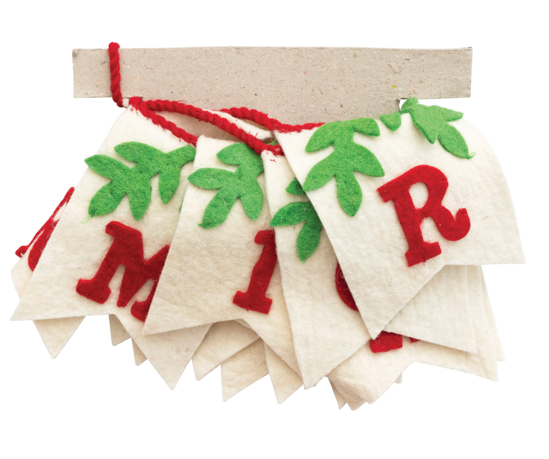 "Merry Christmas" felt pendant banner