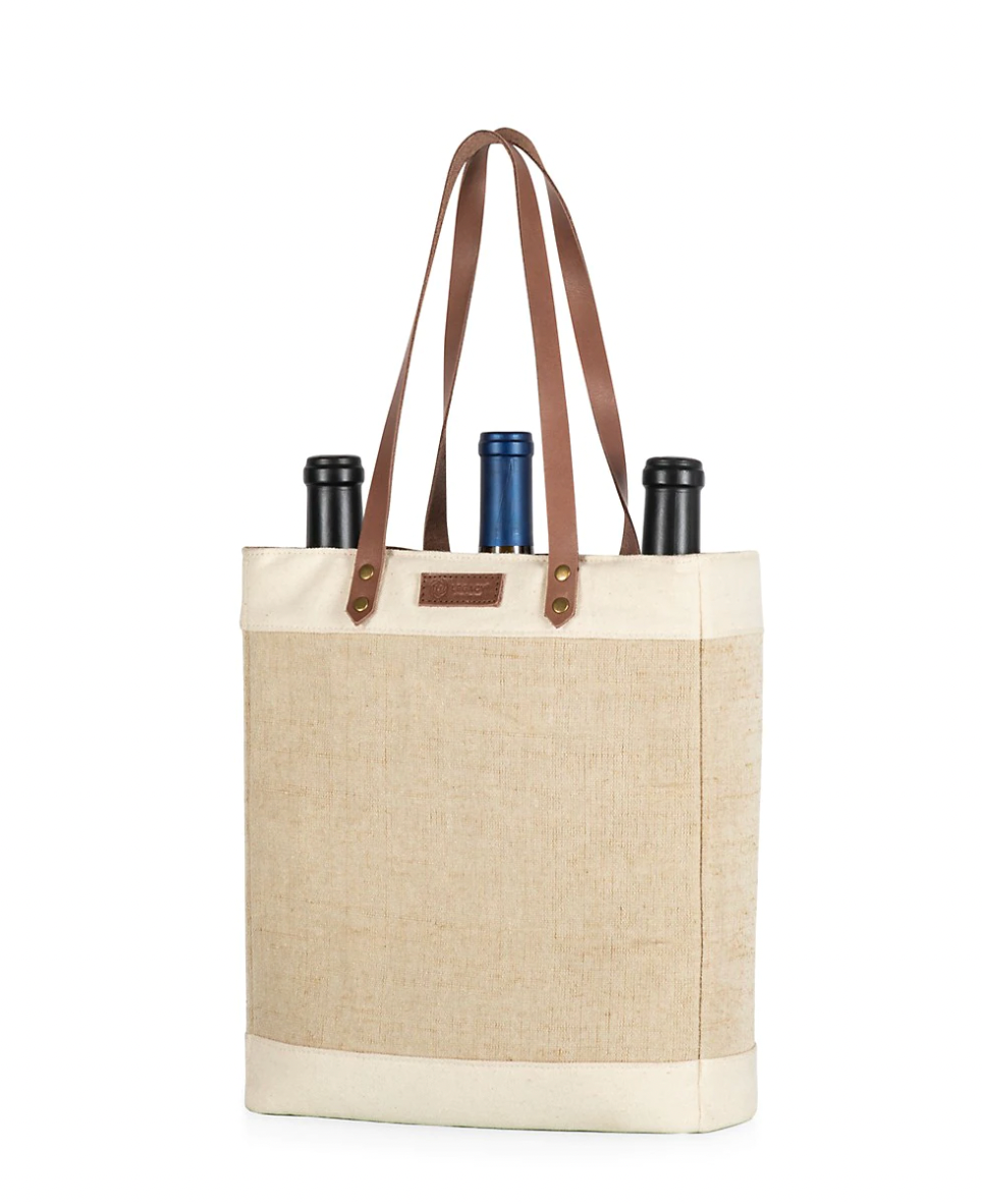 Pinot Jute 3 Bottle Insulated Wine Bag